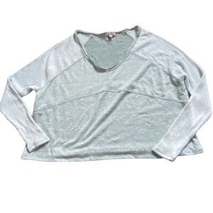 Wonderly Womens V-Neck Oversized Cropped Blouse-Mint-Size M-GUC